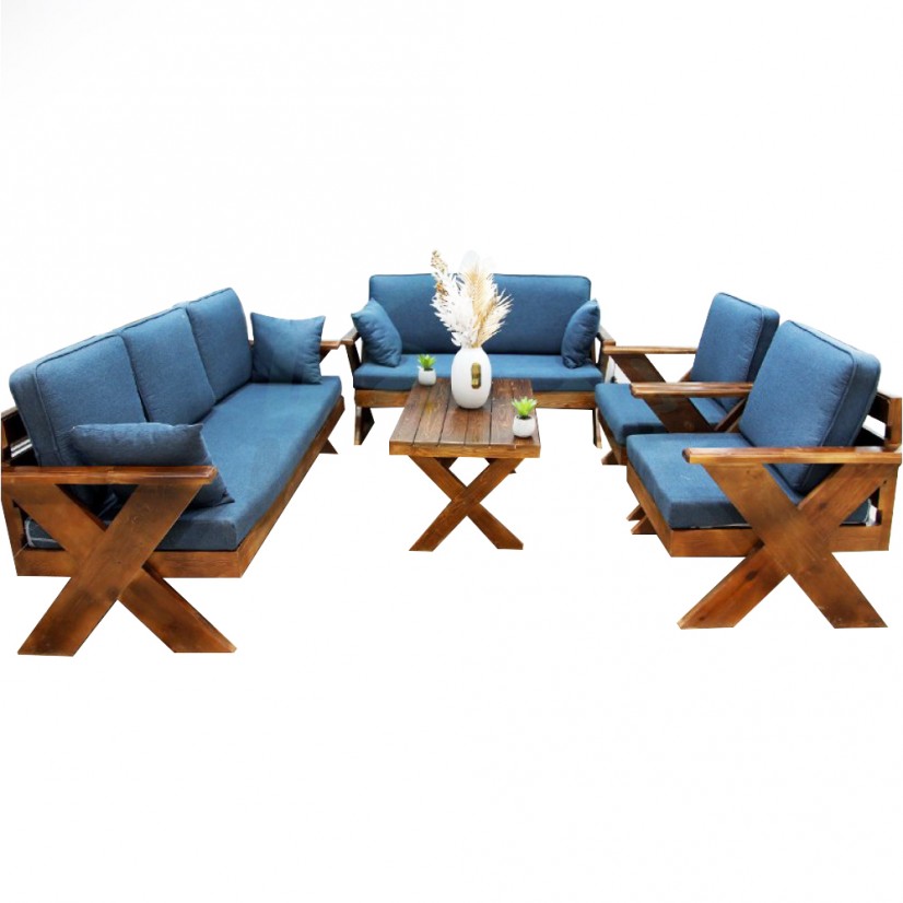 جلسة خارجية خشب سويدي 7 أشخاص الوان متعددة