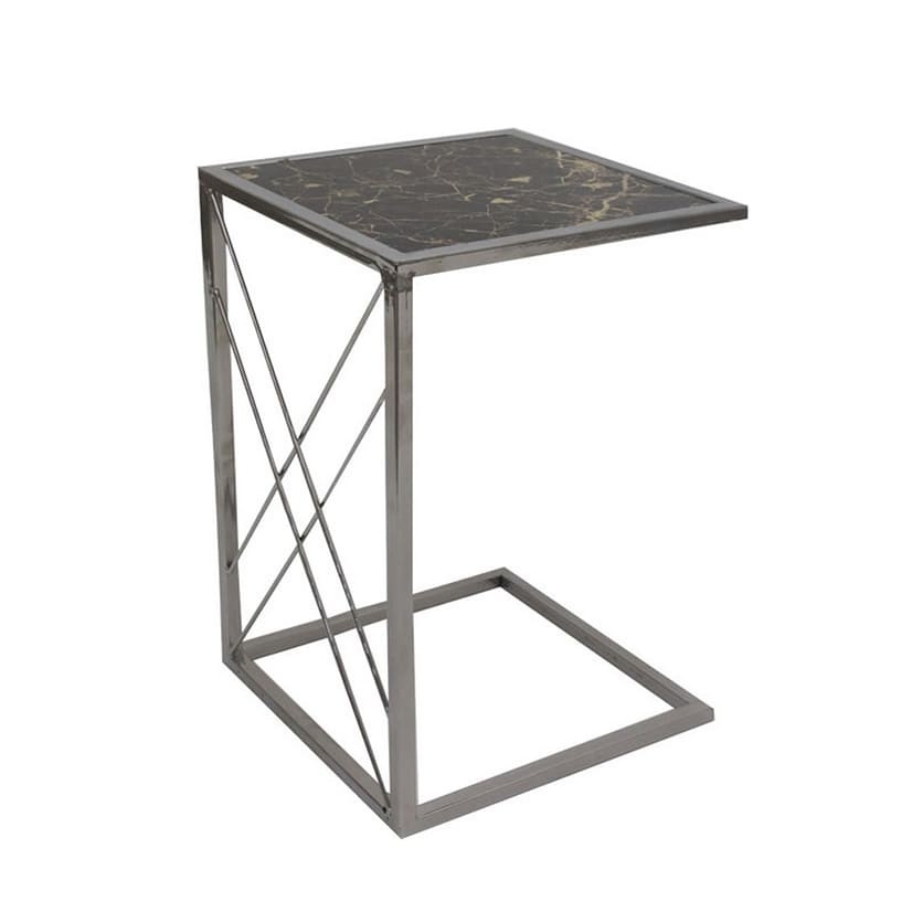 طاولة جانبية 30×30×55 سم - فضي وبني