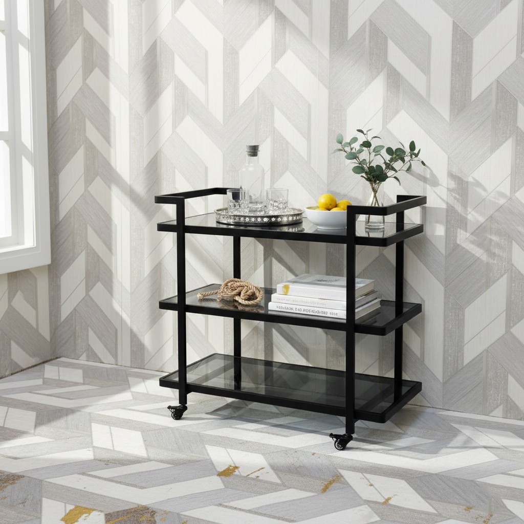 عربة تقديم زجاجية عريضة (100 سم) - فخامة الضيافة بالتصميم العصري