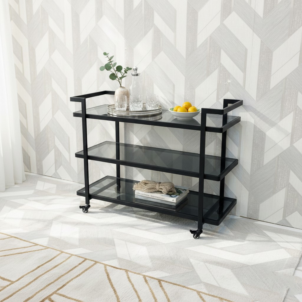 عربة تقديم زجاجية ملكية (120 سم) - المساحة القصوى للضيافة الفاخرة