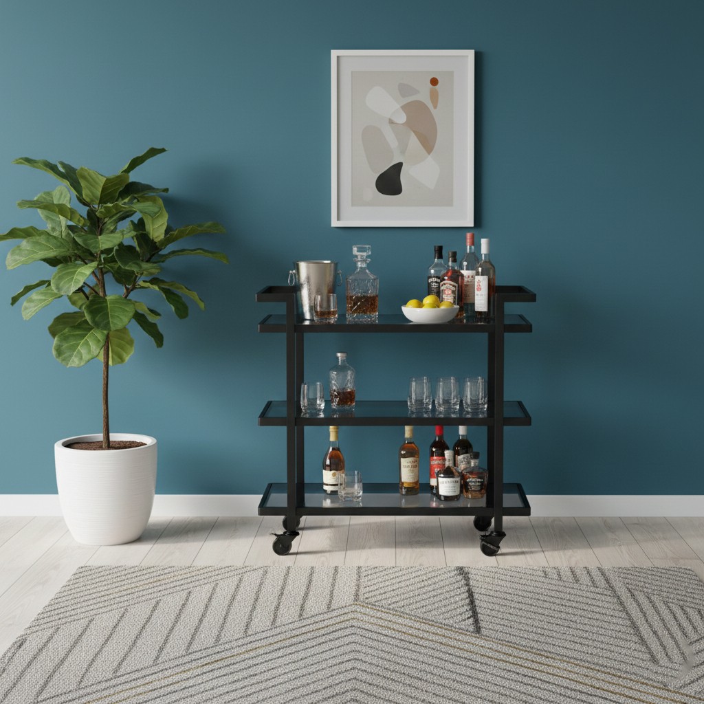 عربة تقديم زجاجية مودرن - تنظيم بلمسة فخامة عصرية