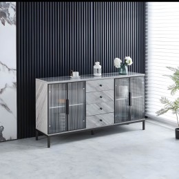 دولاب بوفيه عصري بتصميم هندسي أنيق رمادي
