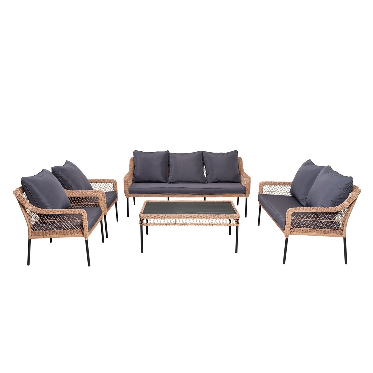 طقم جلسة "هارموني" (Harmony) - سحر الخوص التقليدي وفخامة اللون الرمادي الفحمي