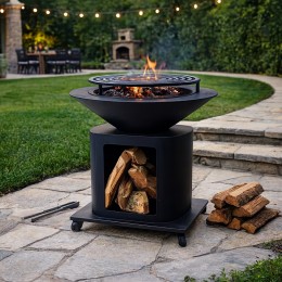 موقد و شواية  حطب خارجي 2 في 1 - الأناقة والدفء في حديقتك