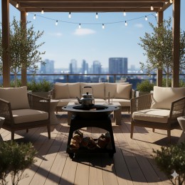 موقد و شواية  حطب خارجي 2 في 1 - الأناقة والدفء في حديقتك