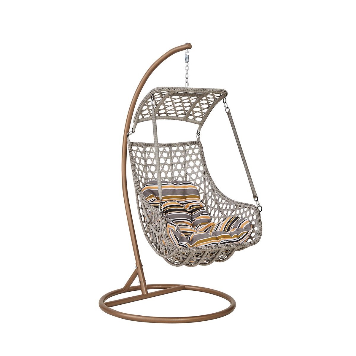 كرسي مرجيحة معلق مع مظلة علوية - استرخاء ملكي وتصميم عصري رمادي