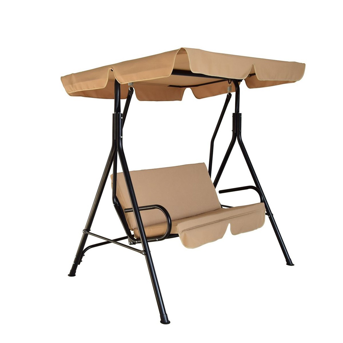 مرجيحة حدائق عصرية لشخصين مع مظلة واقية - استرخاء ثنائي فاخر بيج