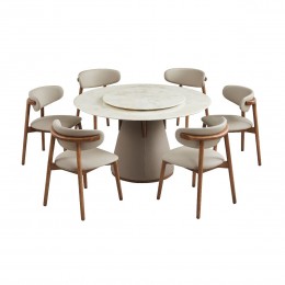 طقم طاولة طعام رخام دائرية - رويال أورب لـ 6 أشخاص بقطر 135 سم