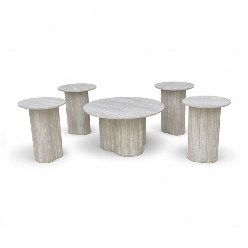 طقم طاولات مجلس "ترافرتين سكاى" (Travertine Sky) - أناقة اللون الرمادي العصري
