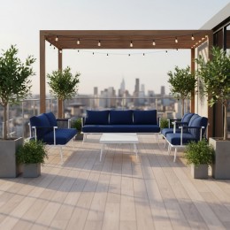 طقم جلسة خارجية ألومنيوم ملكي - فخامة اللون النيلي والتصميم العصري