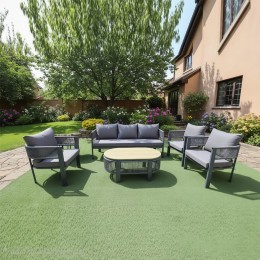 طقم جلسة حدائق "أورا" (Aura) مودرن - فخامة الرمادي وتصميم الحبال المجدولة