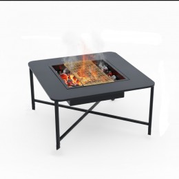 طاولة منقل شواء وطاولة نار خارجية متنقلة (تصميم X)