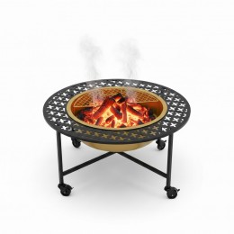 منقل وطاولة نار دائري متنقل - فخامة التصميم الذهبي