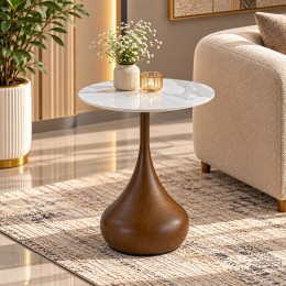طاوله خدمه سيراميك دائري B1039S WOOD 45*45 طاوله خدمه سيراميك دائري B1039S WOOD 45*45