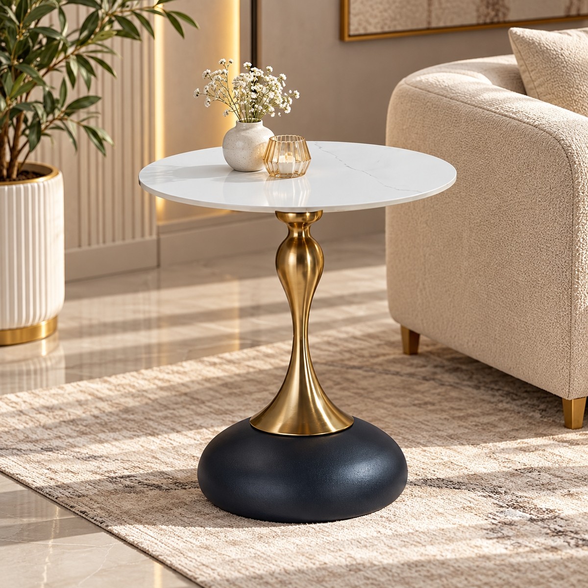 طاوله خدمه سيراميك دائري B1036S BLACK 45*45