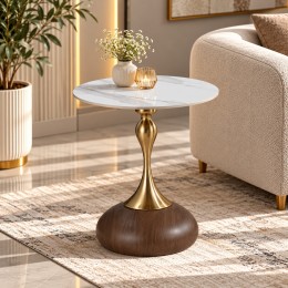 طاوله خدمه سيراميك دائري B1037S WOOD 45*45 طاوله خدمه سيراميك دائري B1037S WOOD 45*45