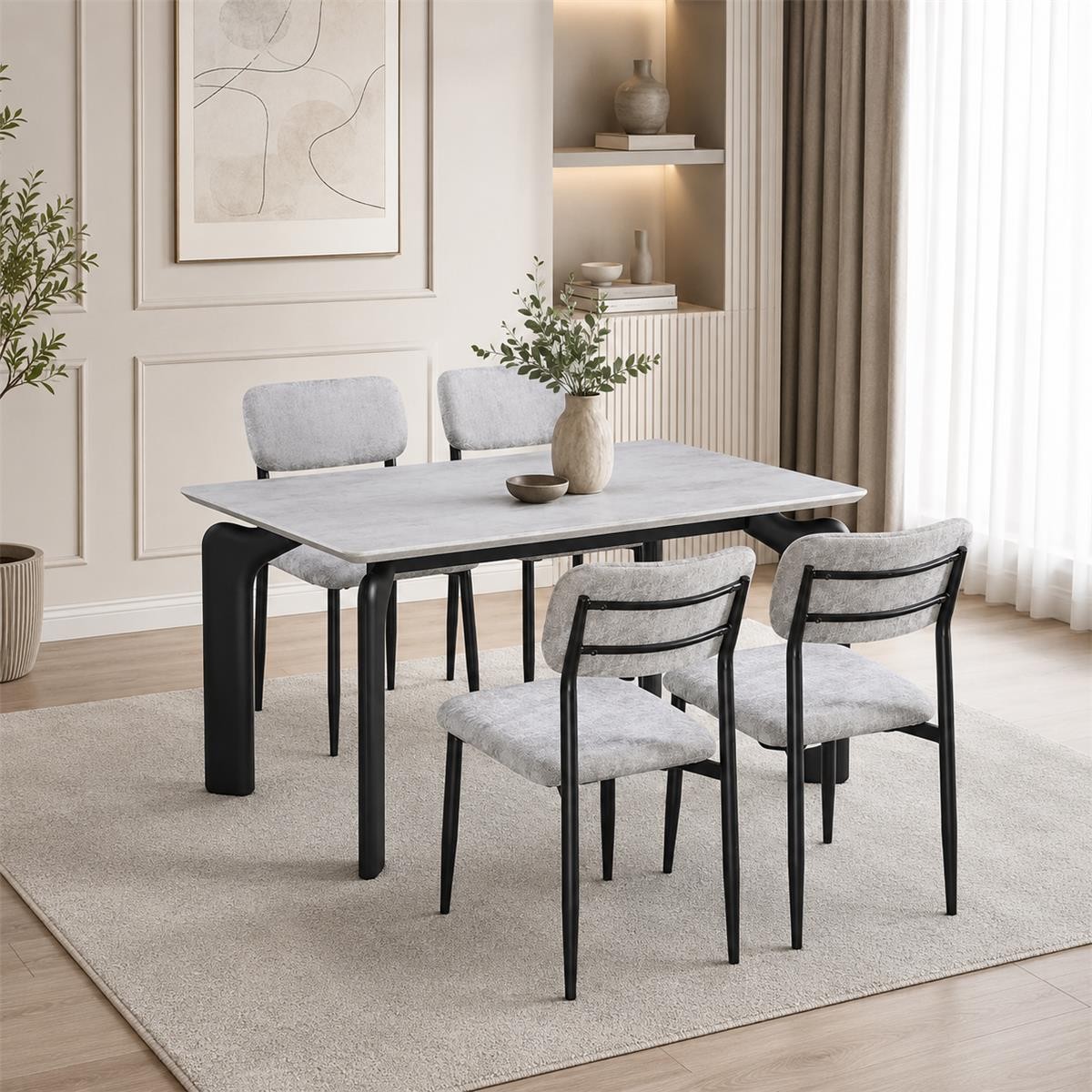 طاولة طعام رخام 4 كرسي M-027 GREY/GREY طاولة طعام رخام 4 كرسي M-027 GREY/GREY
