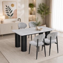 طاولة طعام رخام 4 كرسي M-033 GREY/GREY طاولة طعام رخام 4 كرسي M-033 GREY/GREY