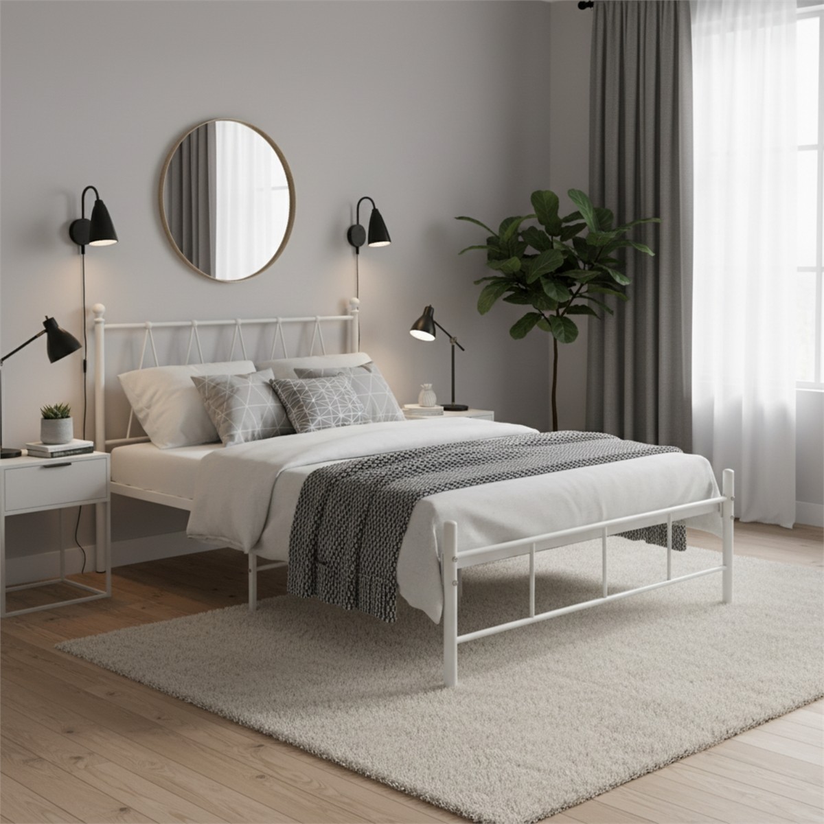 سرير أبيض مقاس 200*180 سرير أبيض مقاس 200*180