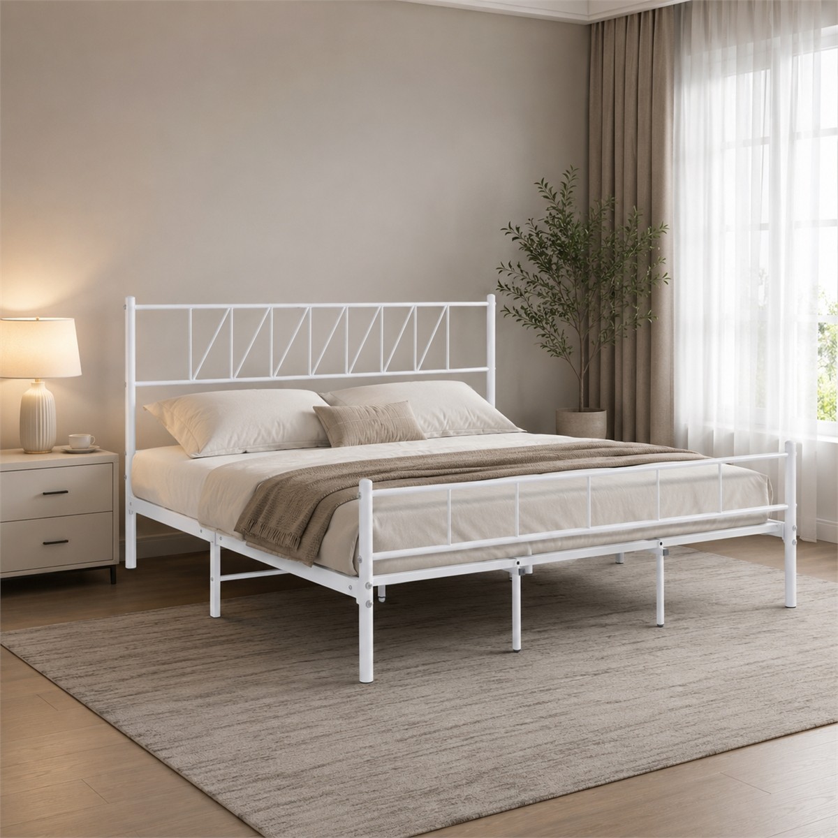 سرير حديد أبيض مقاس 180*200 سرير حديد أبيض مقاس 180*200