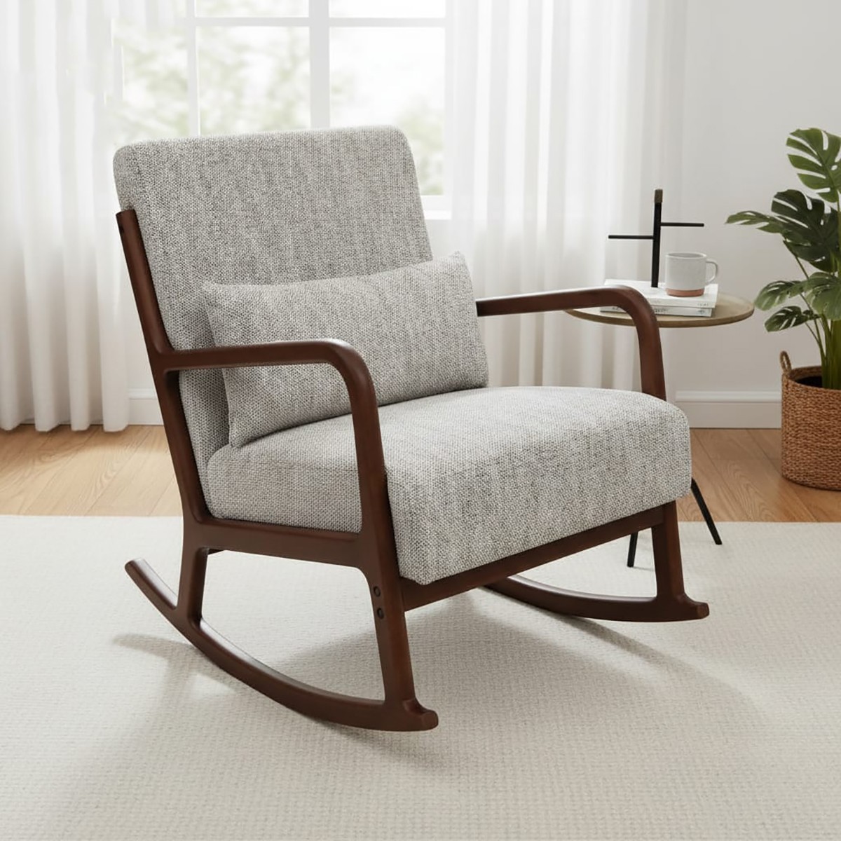 كرسي هزاز رمادي "أنتيك مودرن" - لمسة استرخاء دافئة ومنظمة