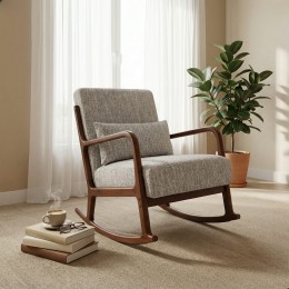 كرسي هزاز رمادي فاتح "أنتيك مودرن" - لمسة استرخاء دافئة ومنظمة