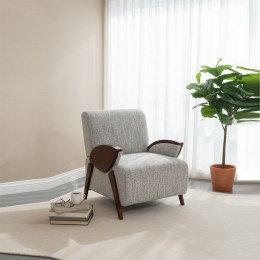 كرسي رمادي  "مودرن ريلاكس" - أناقة الخشب وراحة القماش