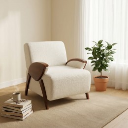 كرسي بيج "مودرن ريلاكس" - أناقة الخشب وراحة القماش