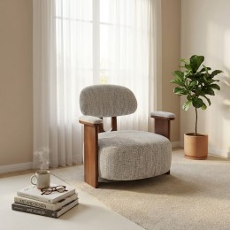 كرسي "أورا" رمادي فاتح  الثابت - هندسة خشبية وتصميم عصري فريد