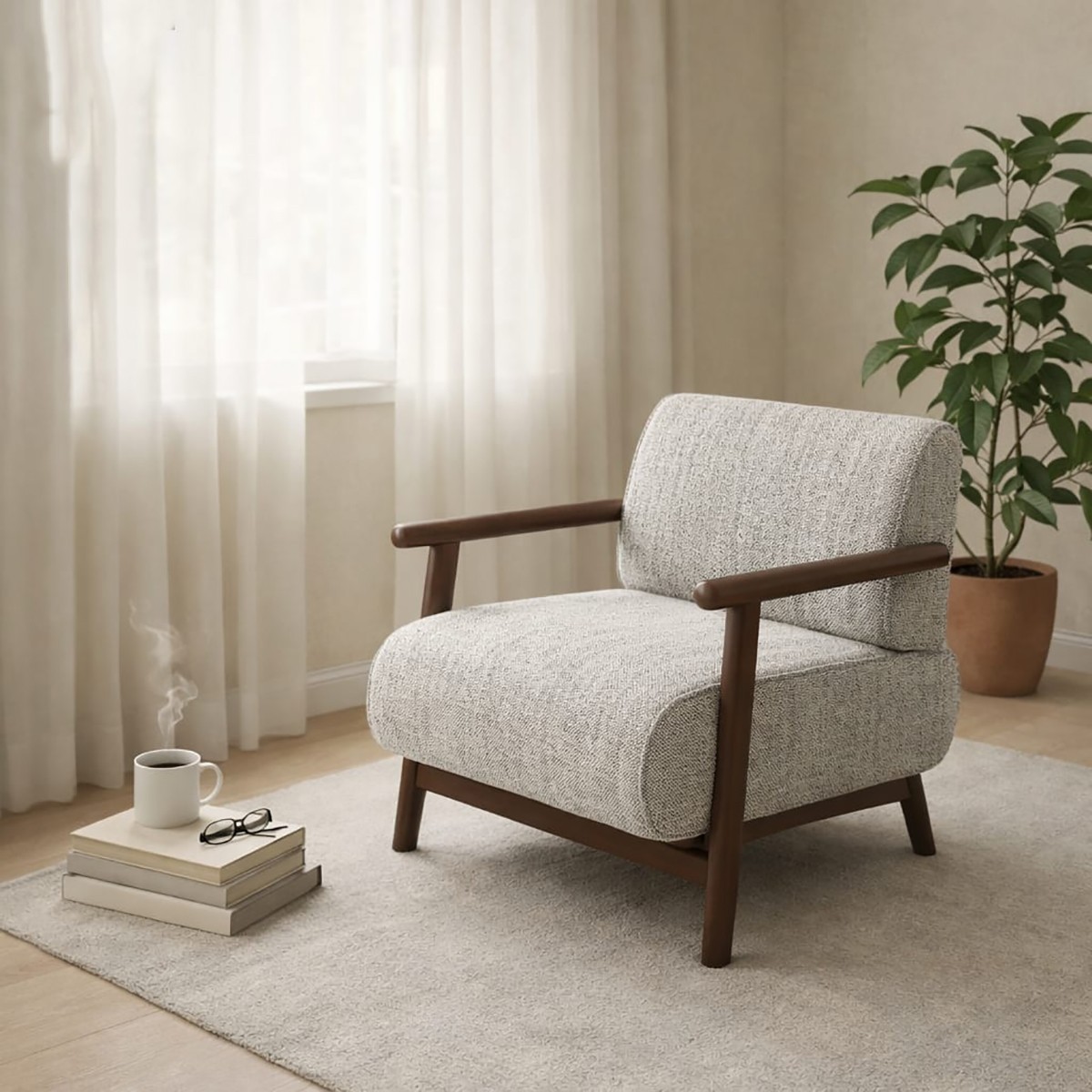 كرسي رمادي "أيكون" الثابت - إبداع التصميم وتباين الألوان