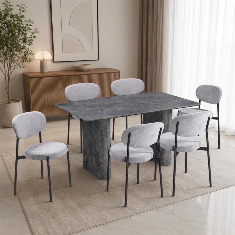 طاولة طعام خشب 6 كرسي M-034 GREY/GREY