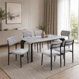 طاولة طعام رخام 6 كرسي M-027 GREY/GREY طاولة طعام رخام 6 كرسي M-027 GREY/GREY