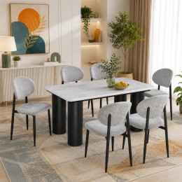 طاولة طعام رخام 6 كرسي M-033 GREY/GREY طاولة طعام رخام 6 كرسي M-033 GREY/GREY