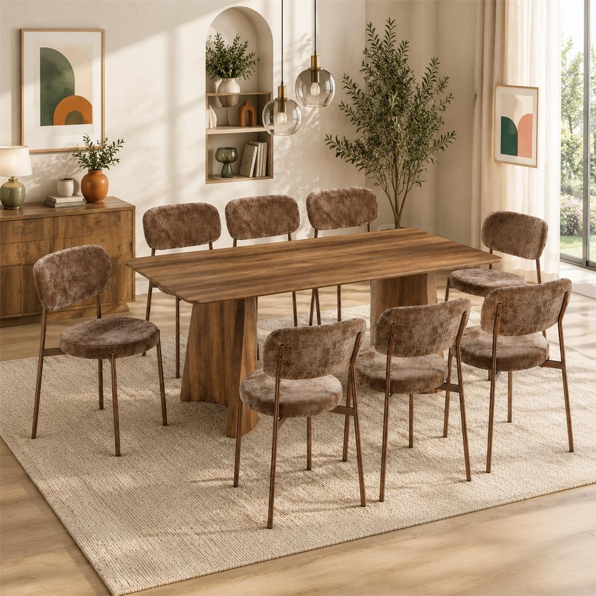 طاولة طعام خشب 6 كرسي M-037 BROWN/BROWN طاولة طعام خشب 6 كرسي M-037 BROWN/BROWN
