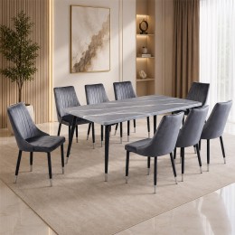طاوله طعام رخام 8 كرسي M004-1 GREY
