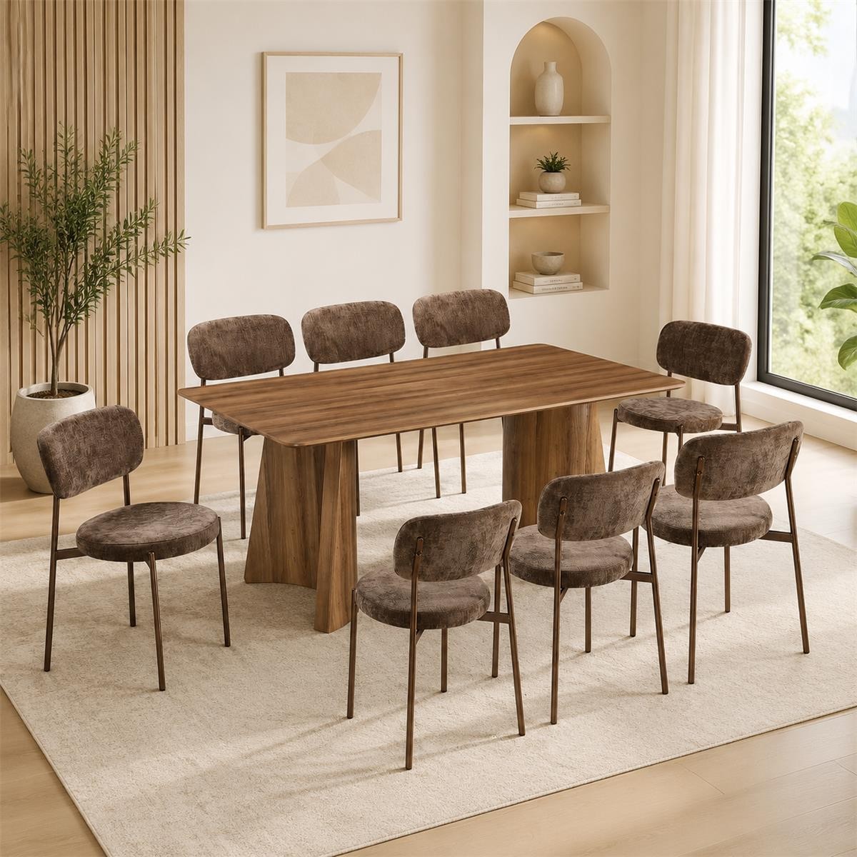 طاولة طعام خشب 8 كرسي M-037 BROWN/BROWN طاولة طعام خشب 8 كرسي M-037 BROWN/BROWN