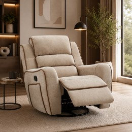 كرسي استرخاء دوار هزاز LIGHT BROWN كرسي استرخاء دوار هزاز LIGHT BROWN