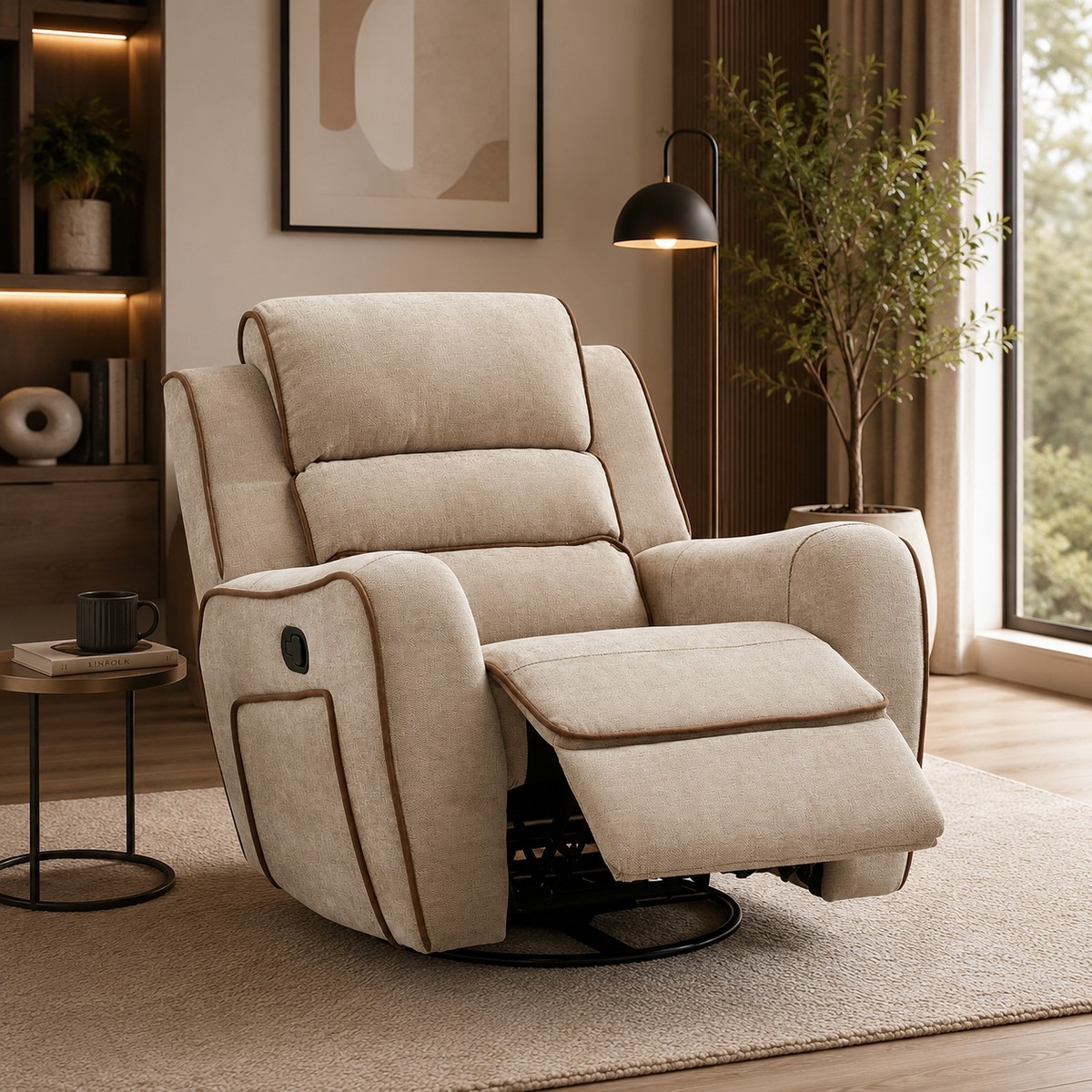 كرسي استرخاء دوار هزاز LIGHT BROWN كرسي استرخاء دوار هزاز LIGHT BROWN