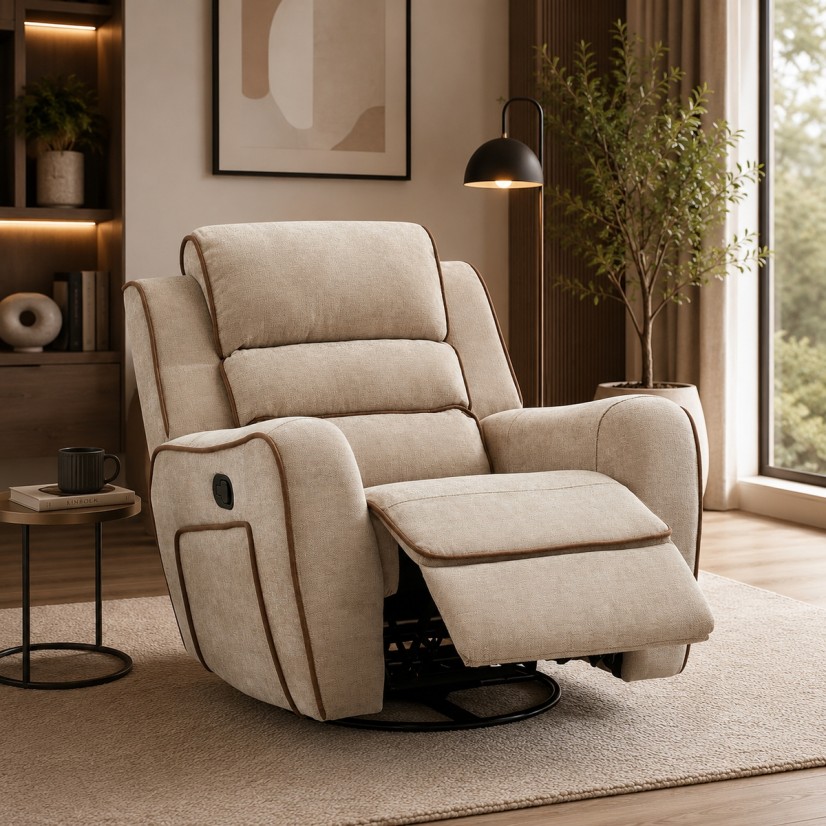 كرسي استرخاء دوار هزاز  LIGHT BROWN
