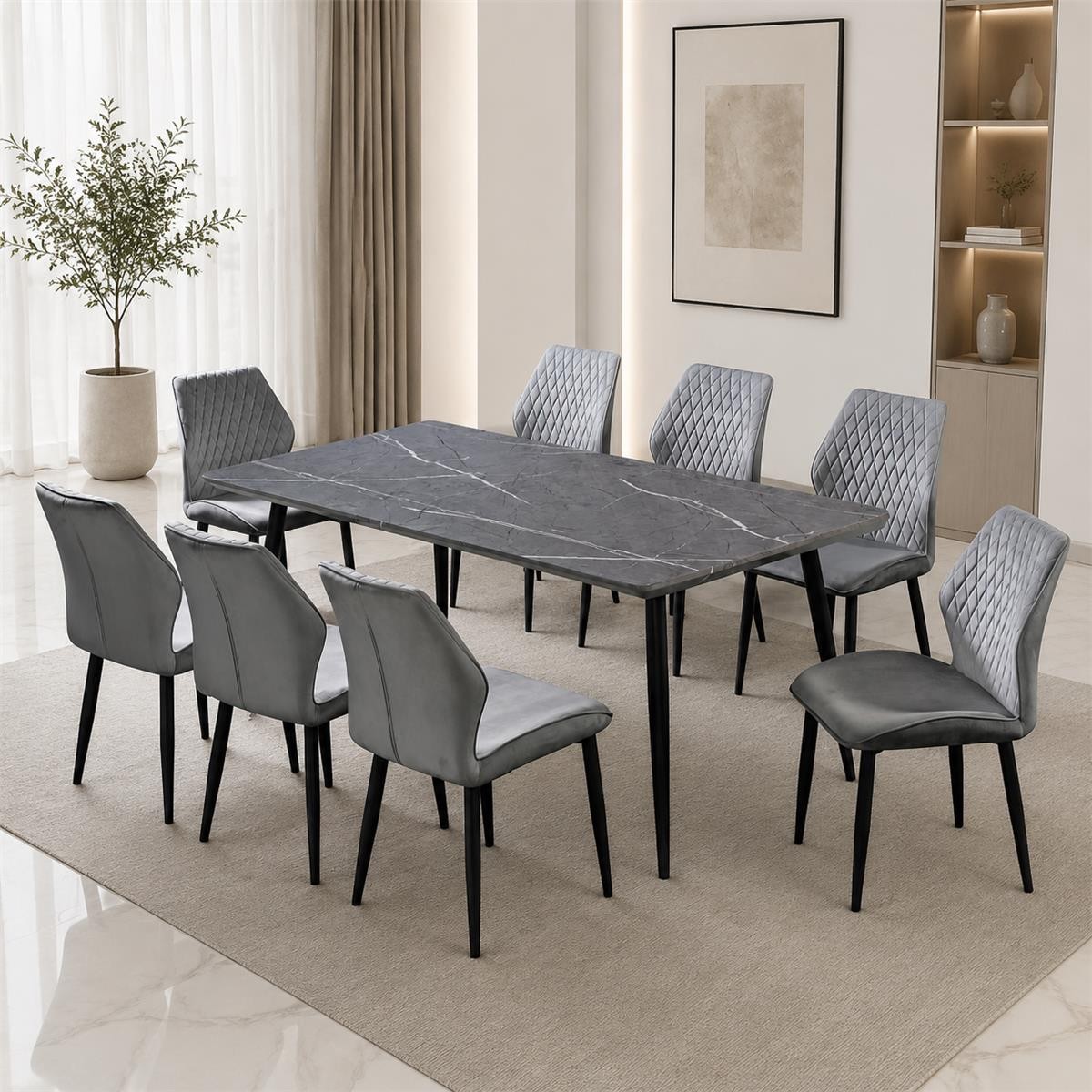 طاوله طعام رخام 10 كرسي M004-1 GREY