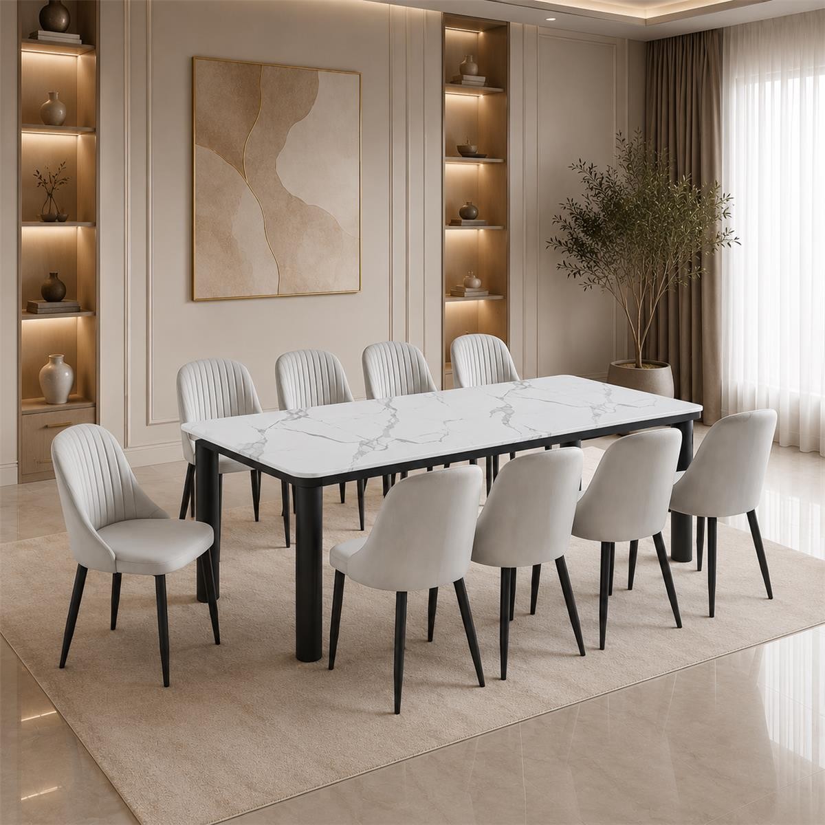 طاوله طعام رخام 10 كرسي M-018 GREY