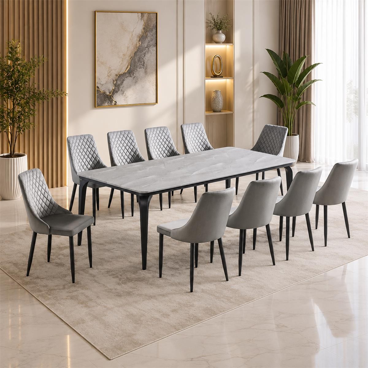 طاوله طعام رخام 10 كرسي M-017 GREY