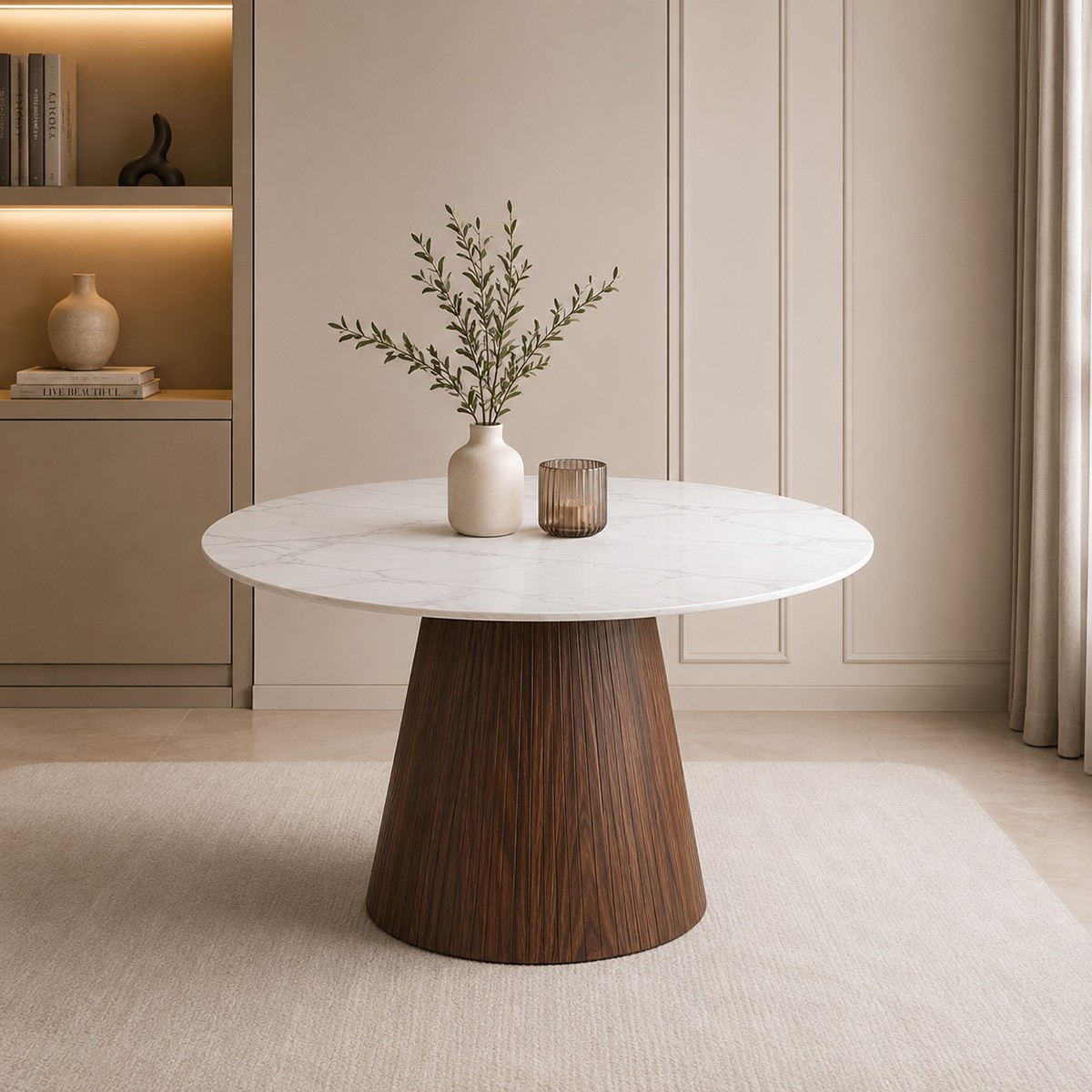 طاولة رخام دائري مفرد مقاس 120 HT-004 BROWN