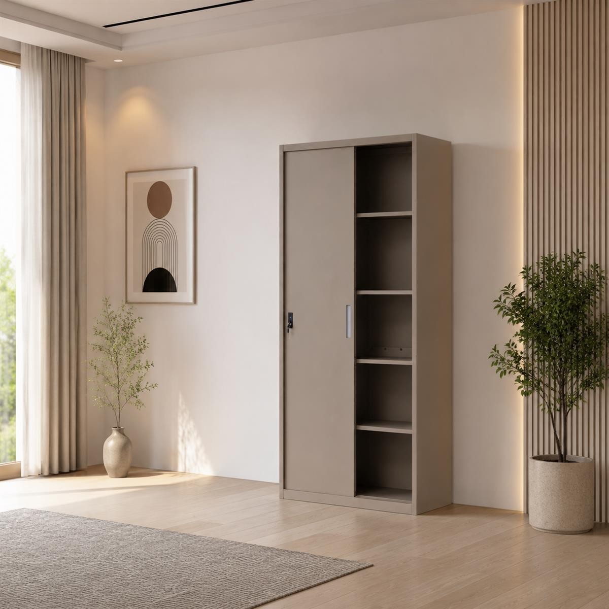 دولاب مكتبي حديد مقاس 185*85 OW-003 BEIGE