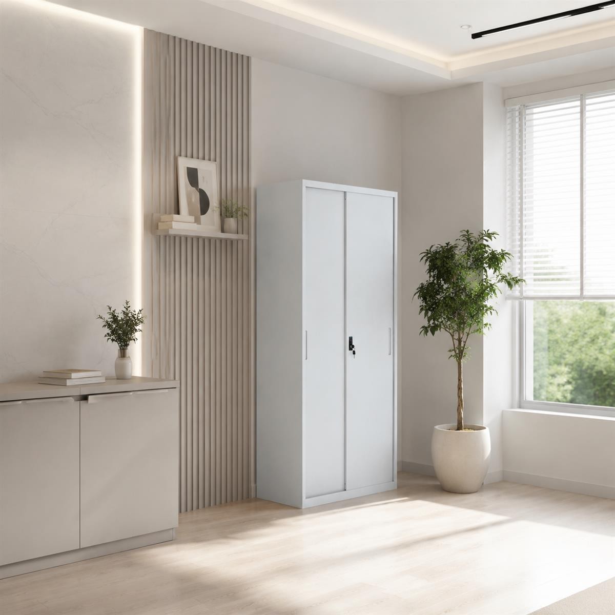 دولاب مكتبي حديد مقاس 185*85 OW-004 GREY