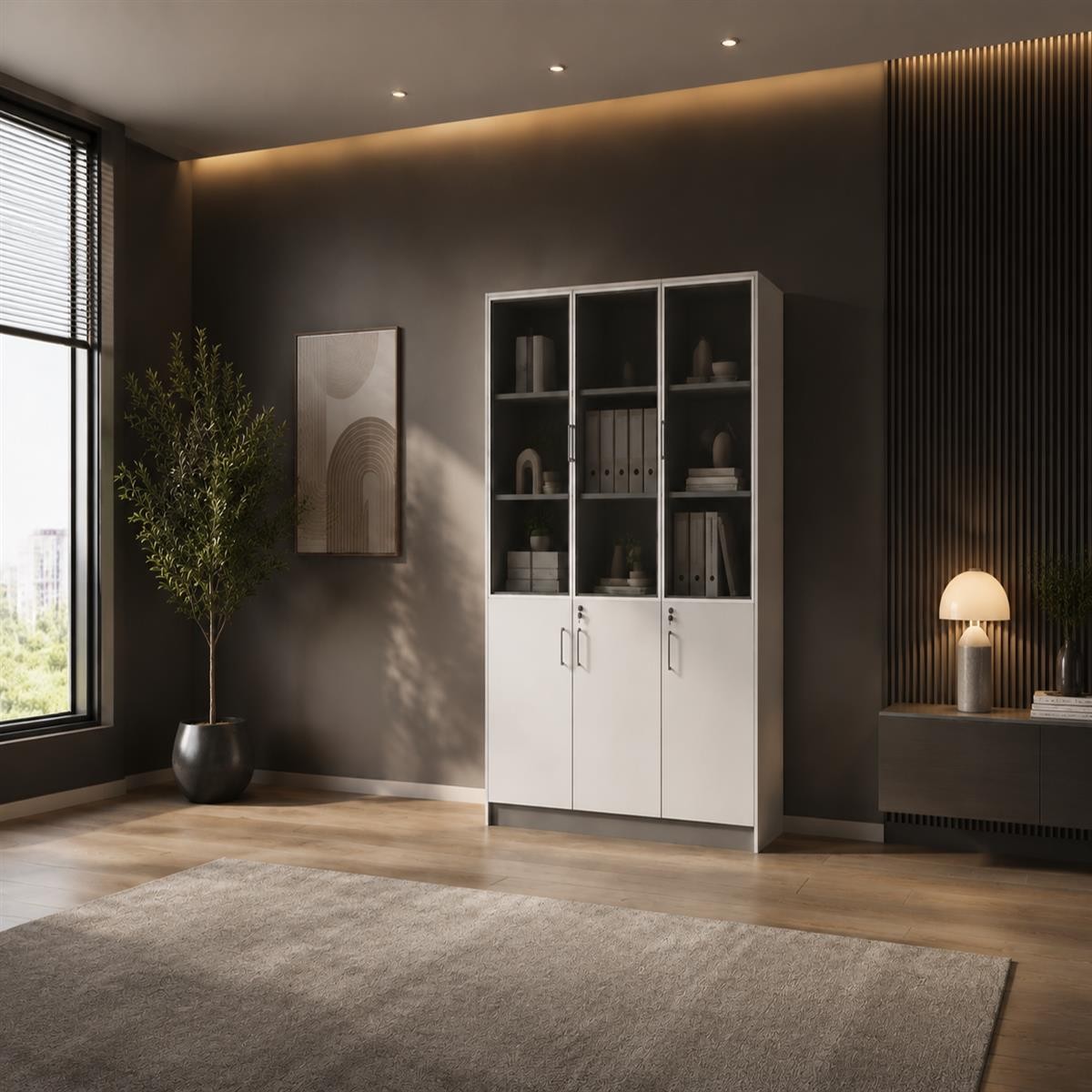 دولاب ملفات 3باب OW-11 WHITE&GREY