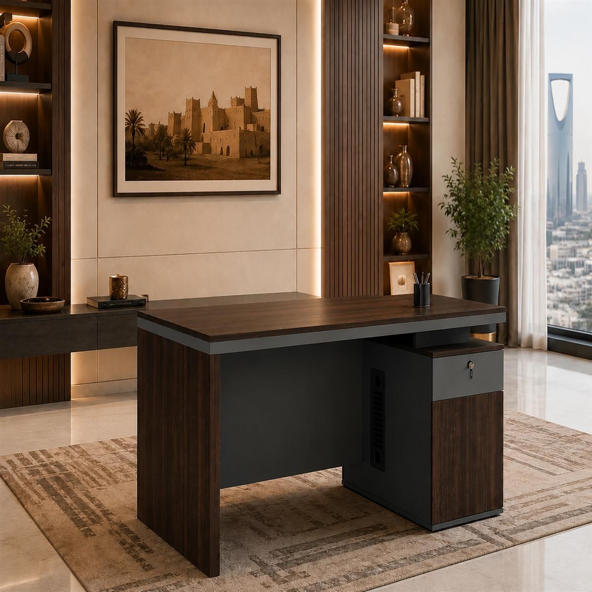 مكتب مقاس 1.60 OT-1603 DARK BROWN مكتب مقاس 1.60 OT-1603 DARK BROWN