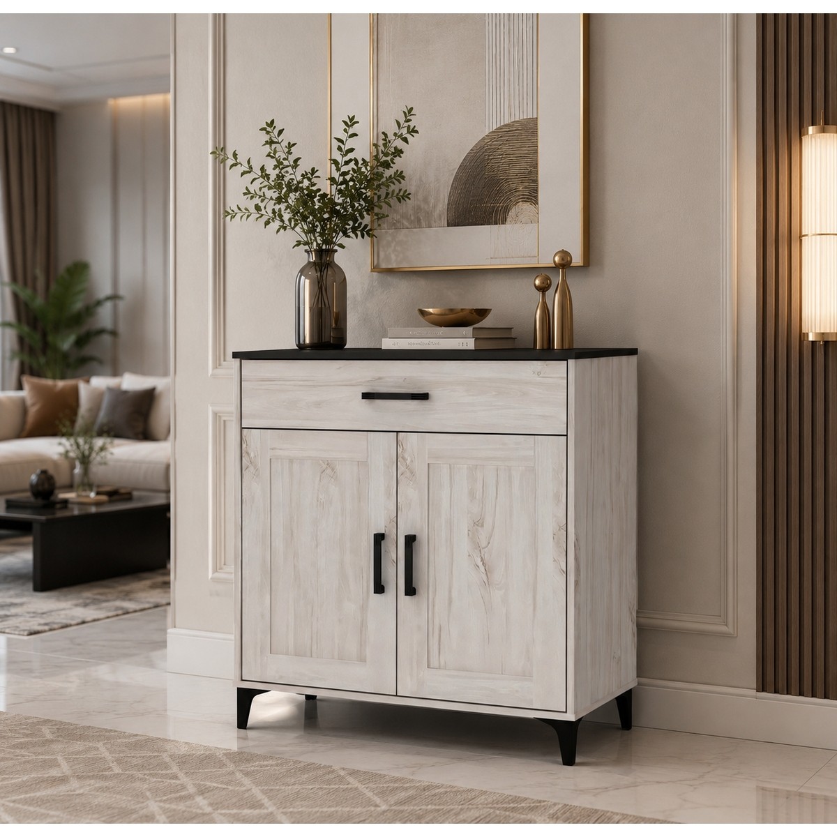 دولاب جزم 2 باب خشب ماليزي  WHITE OAK