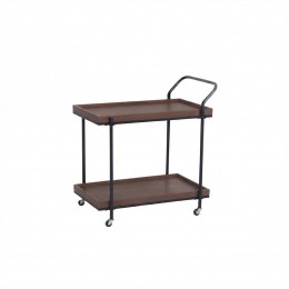 عربة خدمة مطبخ خشبية بعجلات بتصميم عصري (Dark Walnut)