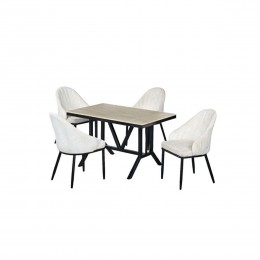طقم طاولة طعام خاكي 4 كرسي بيج - موديل 3318 مودرن